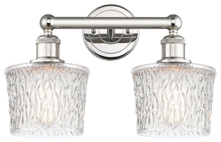 Edison Niagra 2-Light 16" Bath Vanity Light, Polished Nickel Finish, Clear Shade