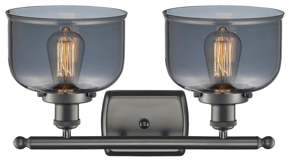 Large Bell 2-Light Bath Vanity-Light, Oil Rubbed Bronze, Plated Smoke