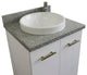 25" Single Sink Vanity, White Finish With Gray Granite And Round Sink