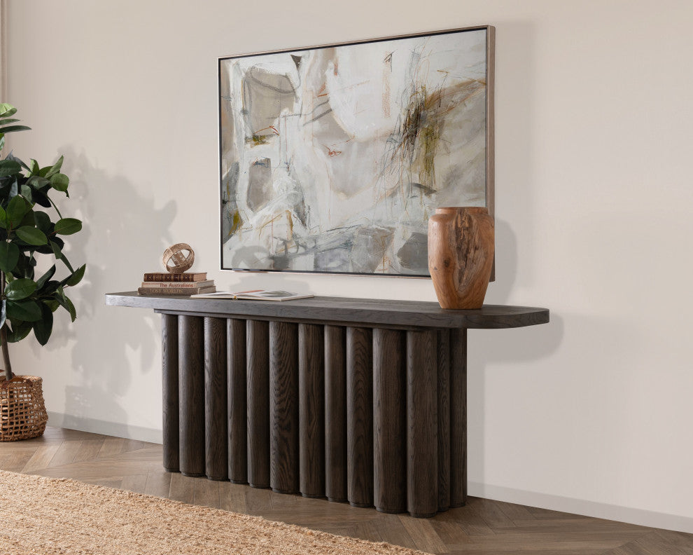 Tiber Oak Solid Wood Console Table, Toasted Brown