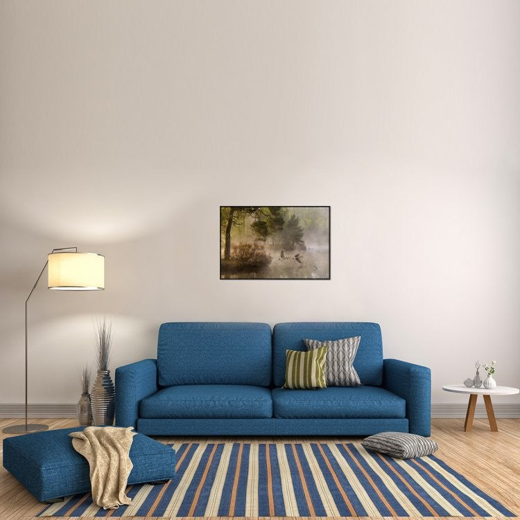 "Goose Fight" Framed Canvas Giclee by Anton Van Dongen, 37x25"