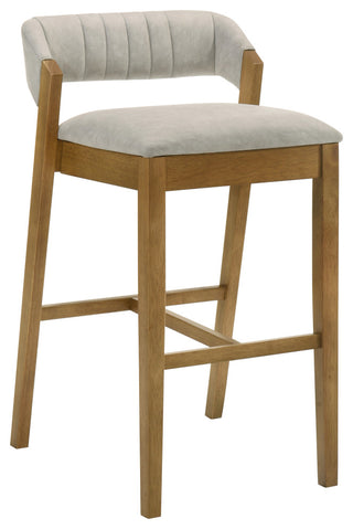 Landyn  Wood and Fabric Barstool, Gray, 30" Bar Height