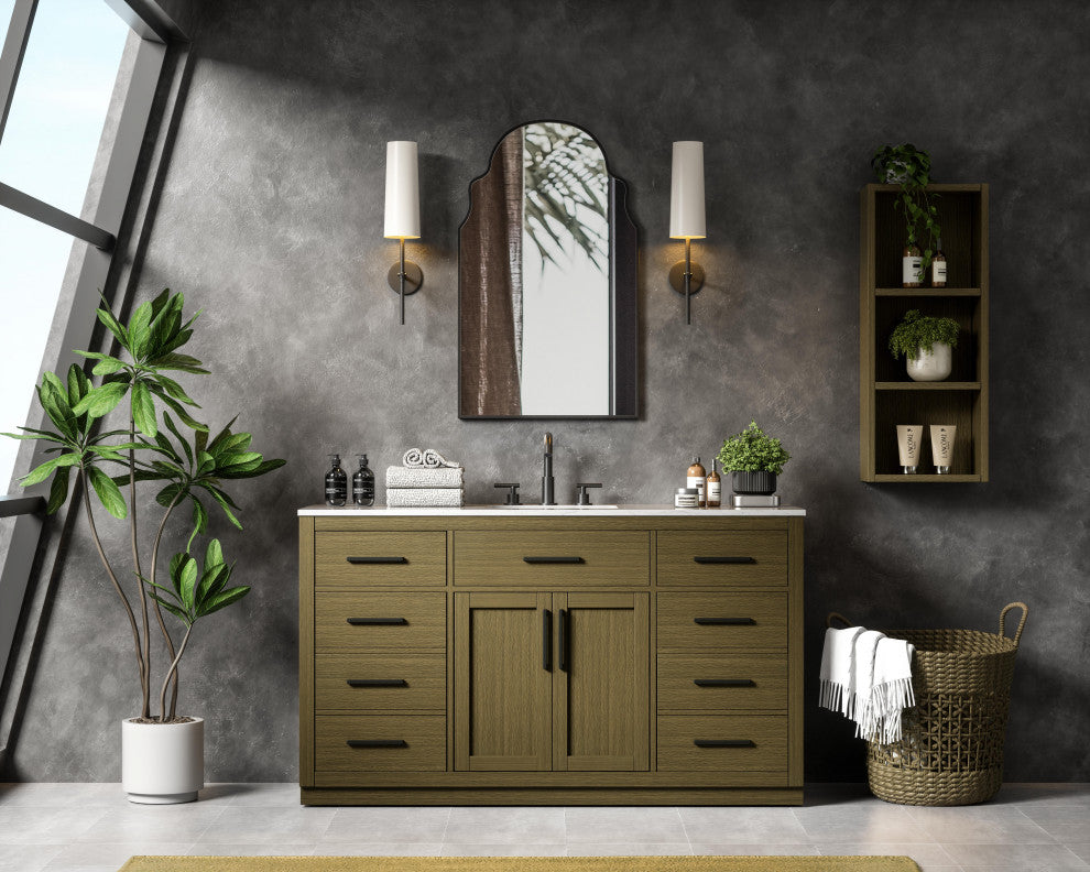 Home Living 60" Single Bathroom Vanity, Chestnut Brown