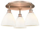 Bristol Glass-3 Light 19" Flush Mount-Antique Copper, Matte White Glass Shade