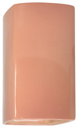 Ambiance Small Rectangle Wall Sconce, Open Top & Bottom, Gloss Blush, LED