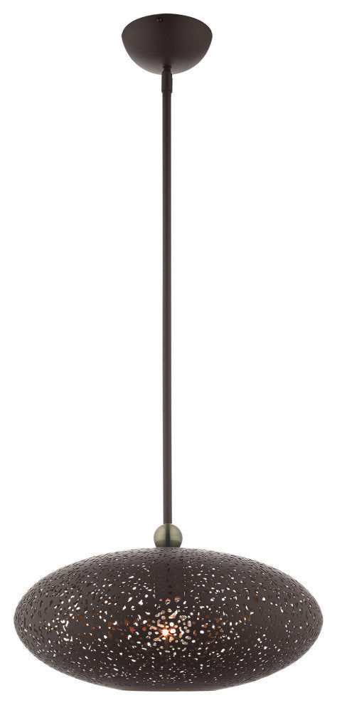 Livex Lighting Charlton 1 Light Bronze With Antique Brass Accents Medium Pendant