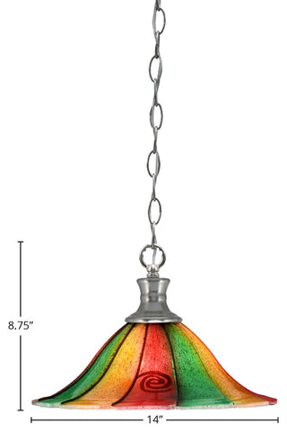 Chain 1-Light Chain Hung Pendant, Brushed Nickel/Mardi Gras