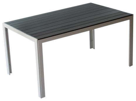 Meldecco-Winston Rectangle Patio Dining Table, White/Gray
