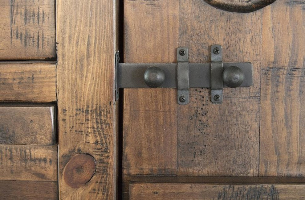 Atlantic TV Stand With Rustic Solid Pine Wood, 80"