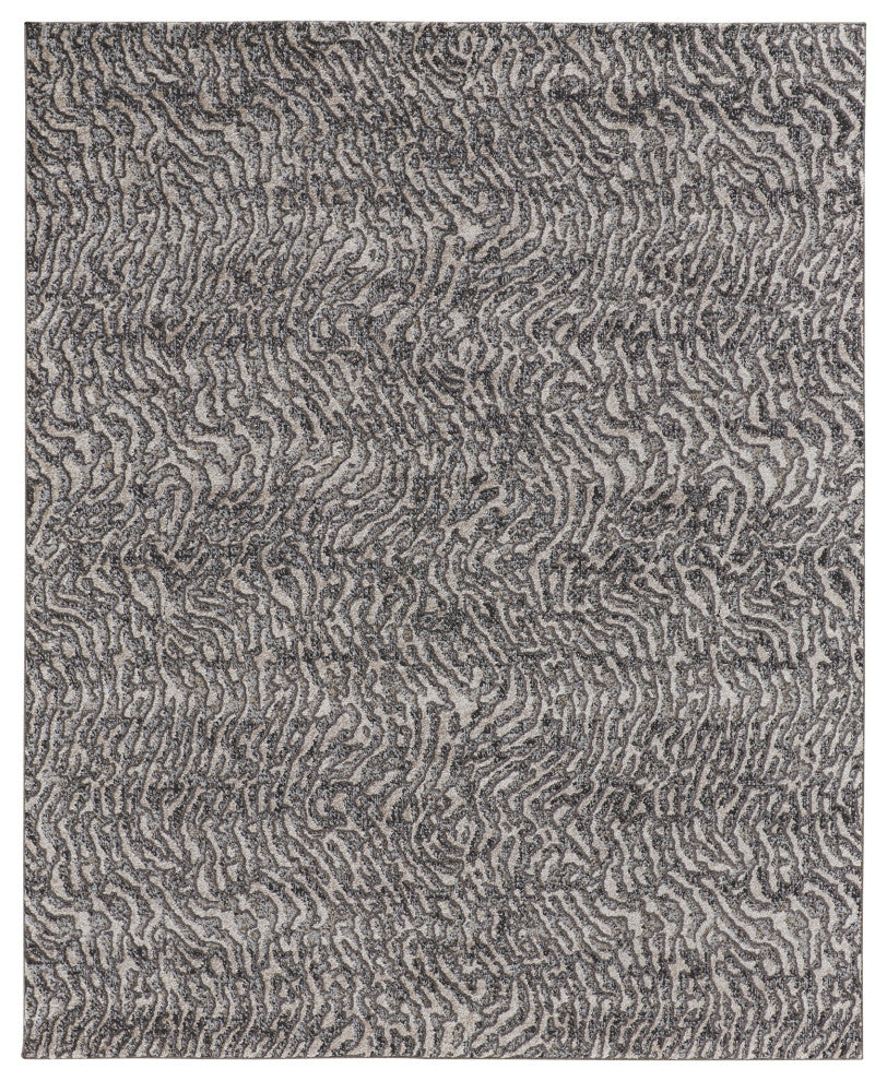 Weave & Wander Kayden Beige/Charcoal Gray Rug, 6'-7" X 9'-6"
