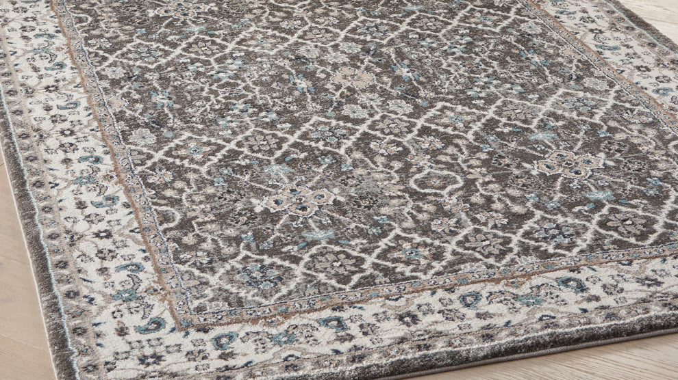 Nourison American Manor 5'3" x 7'3" Blue/Ivory Bordered Indoor Rug, Grey/Ivory, 4'x6', Bordered