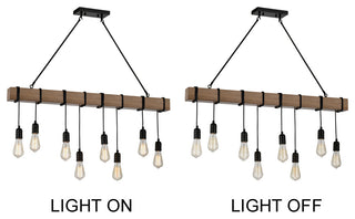 Sheila 8-light Natural Wooden Beam Linear Chandelier