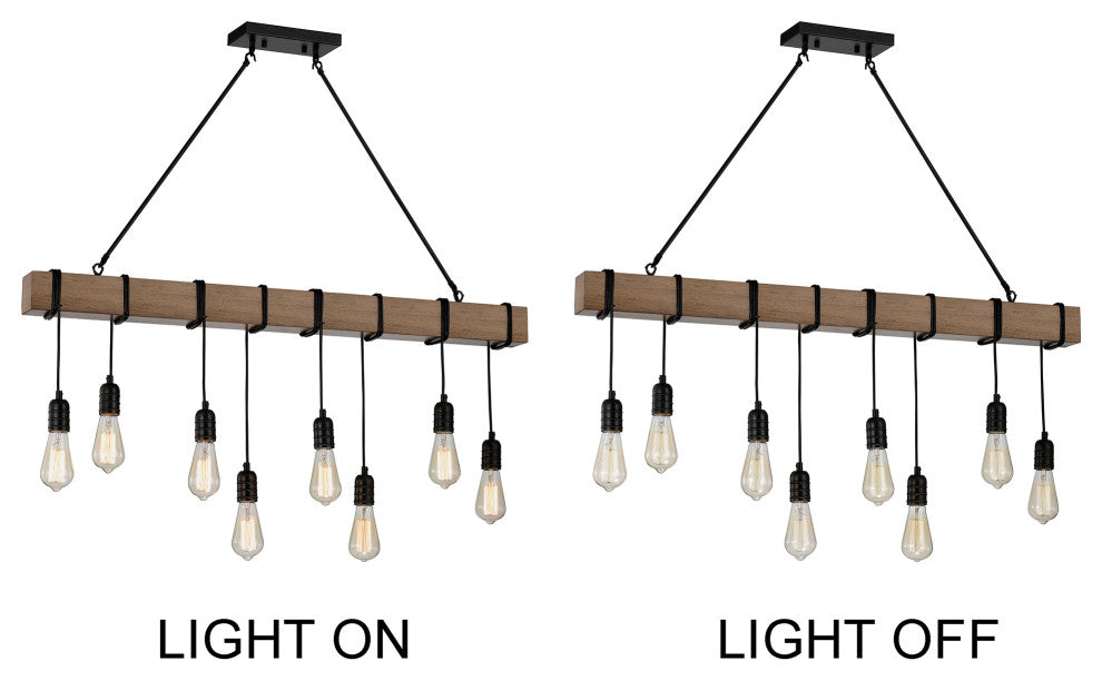 Sheila 8-light Natural Wooden Beam Linear Chandelier