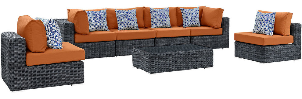Canvas Tuscan Summon 7-Piece Outdoor Patio Sunbrella Sectional Set