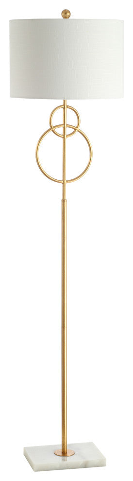 Haines 60" Modern Circle Marble and Metal LED Floor Lamp, Gold