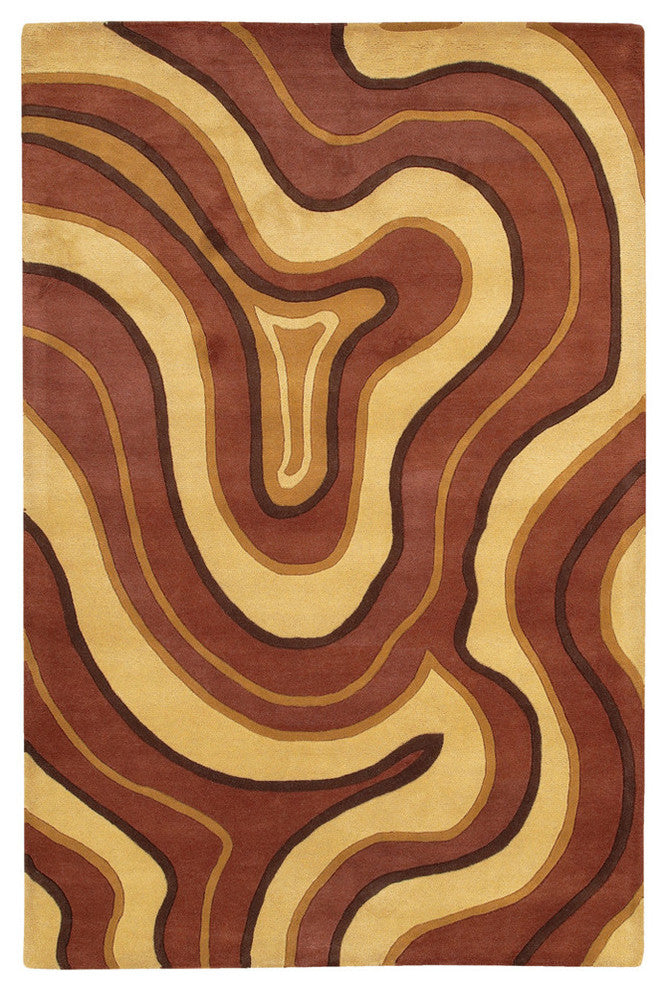 Rain Transitional Area Rug, Brown and Yellow, 7'9"x10'6" Rectangle