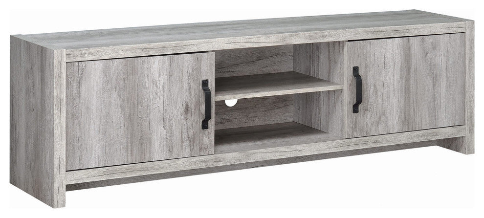 2 Doors and Open Shelf TV Console, Gray