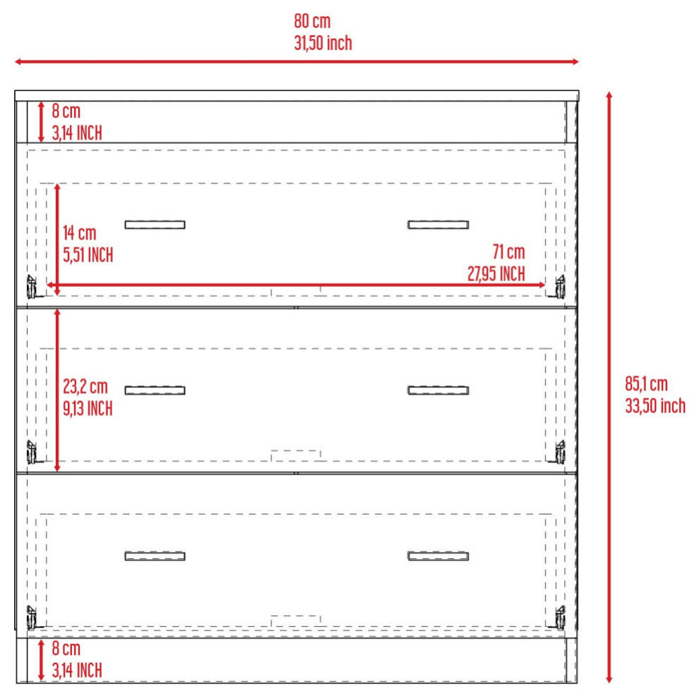 Dove Three Drawers, Light Grey-White