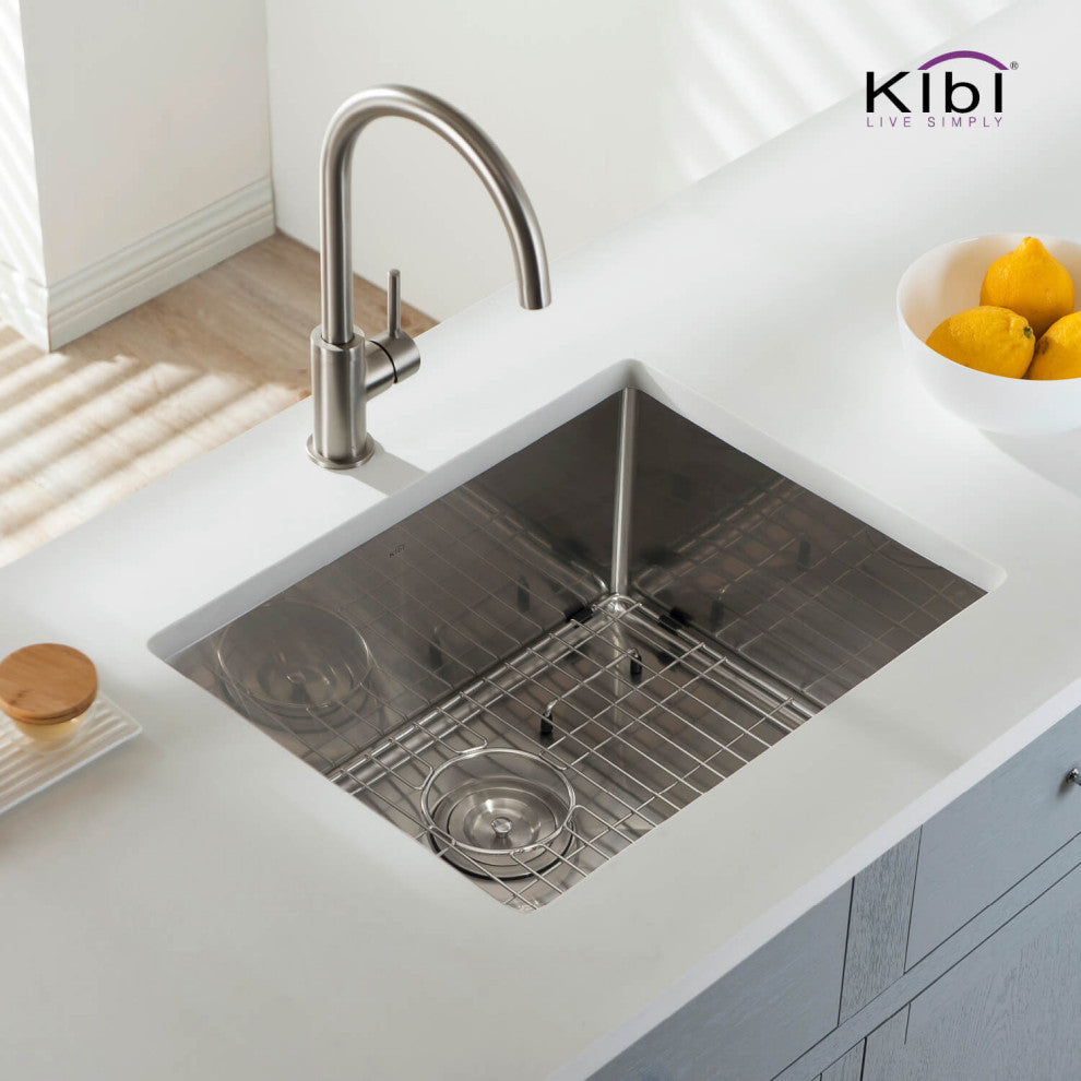 KIBI Handcrafted Undermount Single Bowl 16 gauge Stainless Steel Kitchen Sink, 2