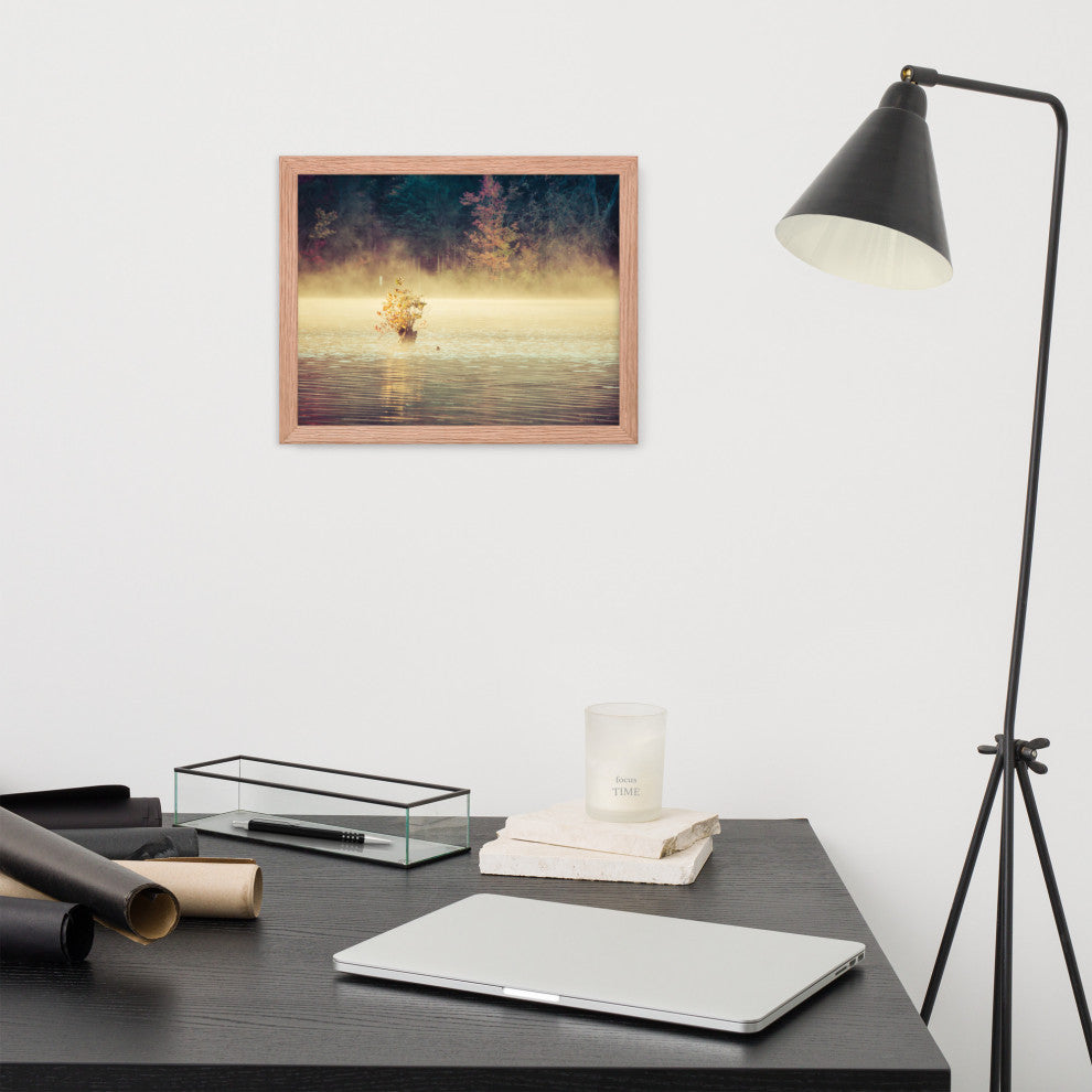 Golden Mist on Waples Pond Framed Photo Paper Wall Art Prints, Red Oak, 11" X 14"