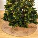 Christmas Tree Skirt With Beaded Snowflake Design, 53"x53", Natural