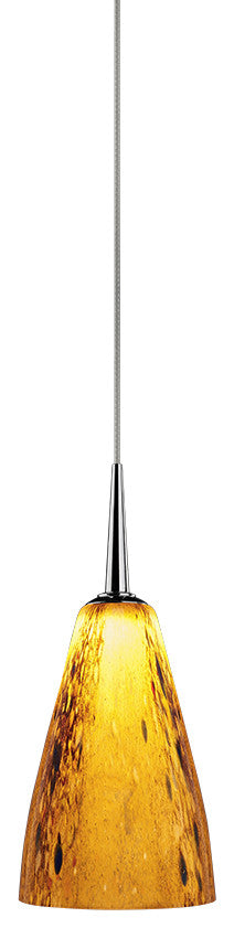 Zara LED Pendant, Chrome Finish, Cinnamon Glass Shade