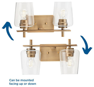 Calais 14.62" 2-Light Vintage Brass Clear Glass Bath Vanity Light