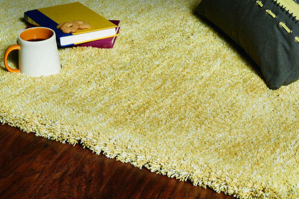 HomeRoots 8'x11' Yellow Heather Hand Woven Indoor Shag Area Rug