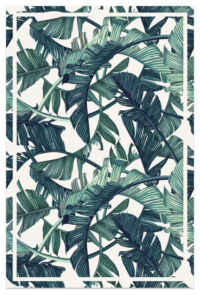 Tropical Leaf Pattern Vinyl Floor Mat, 2' x 3'