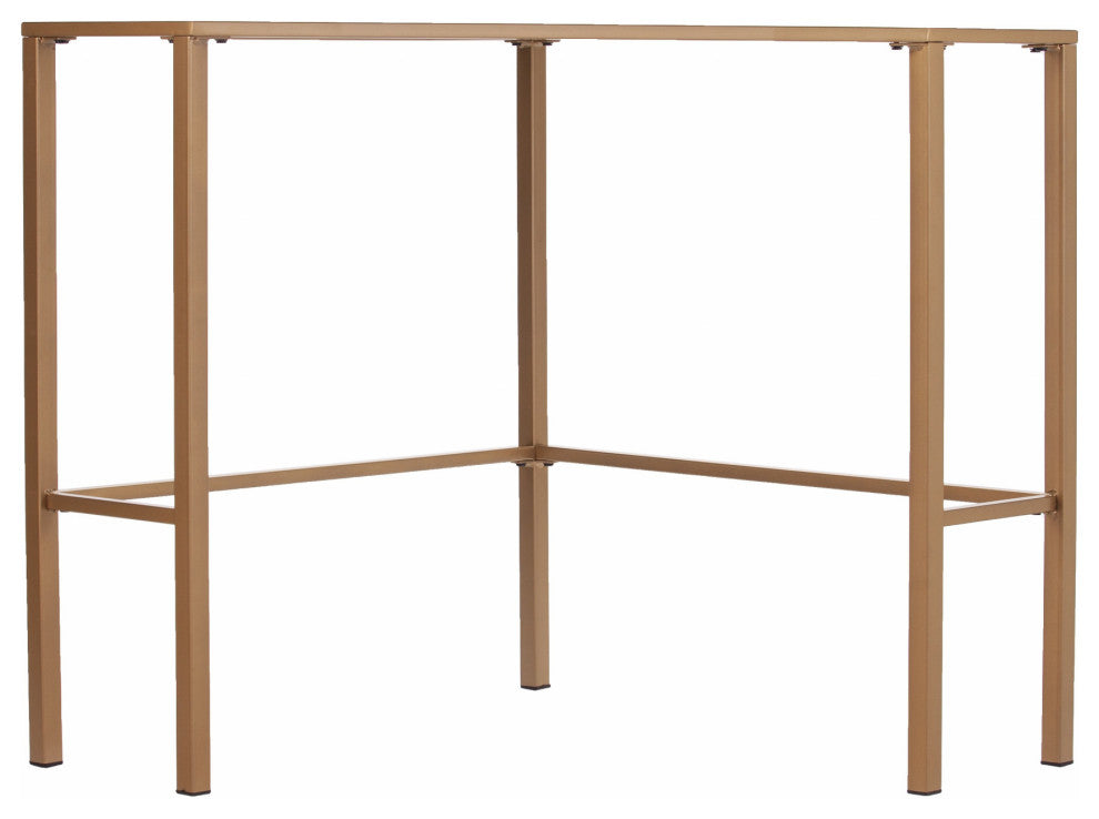 Soft Gold Metal and Glass Corner Desk