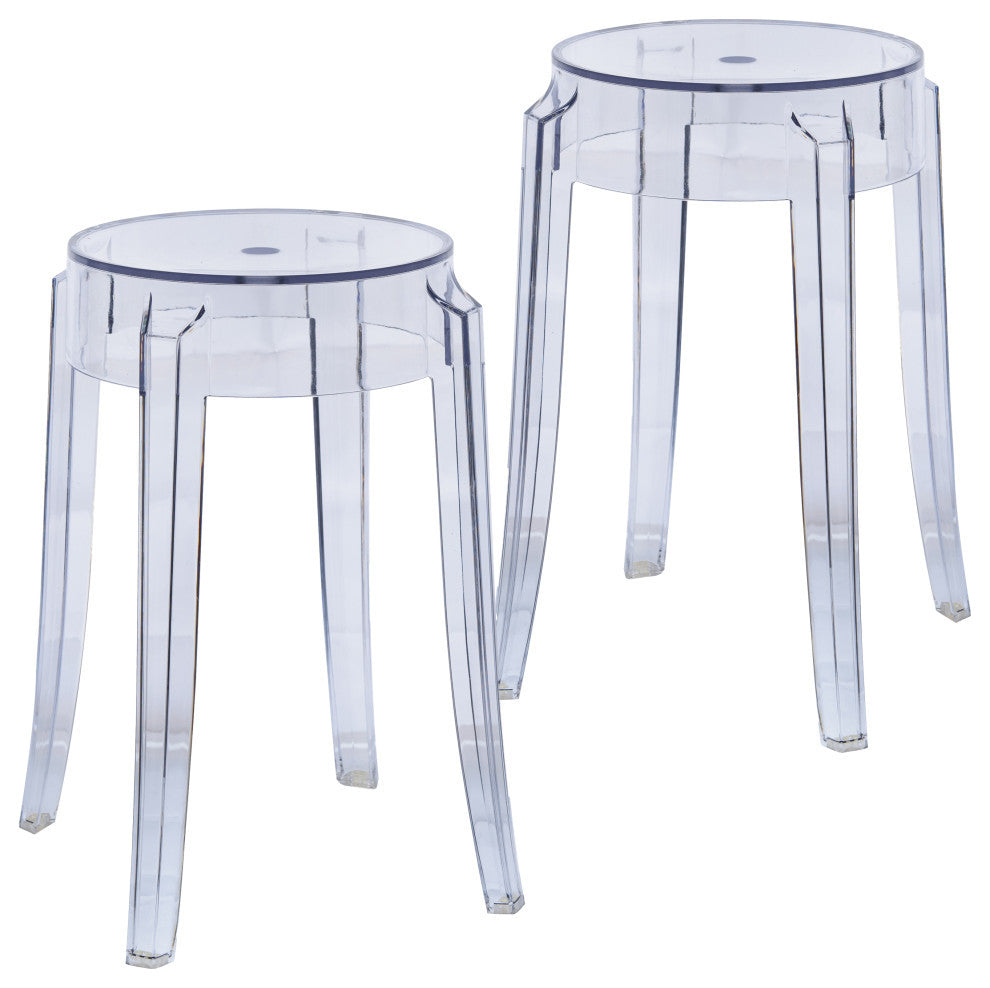 LeisureMod Averill Modern Plastic Dining Stool for Dining Room, Set of 2