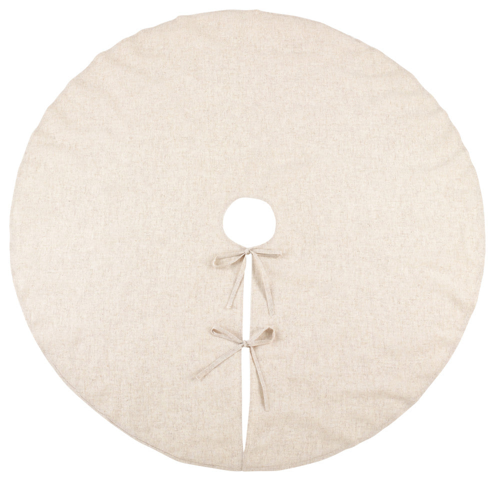 Linen Blend Decorative Christmas Tree Skirt, Natural, 56"