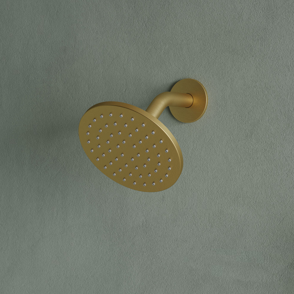 Dual Heads 12" Rain Shower System With 3 Way Thermostatic Faucet,Body Jets, Brushed Gold
