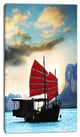 Large Chinese Sailing Ship, Seashore Canvas Art Print, 16"x32"