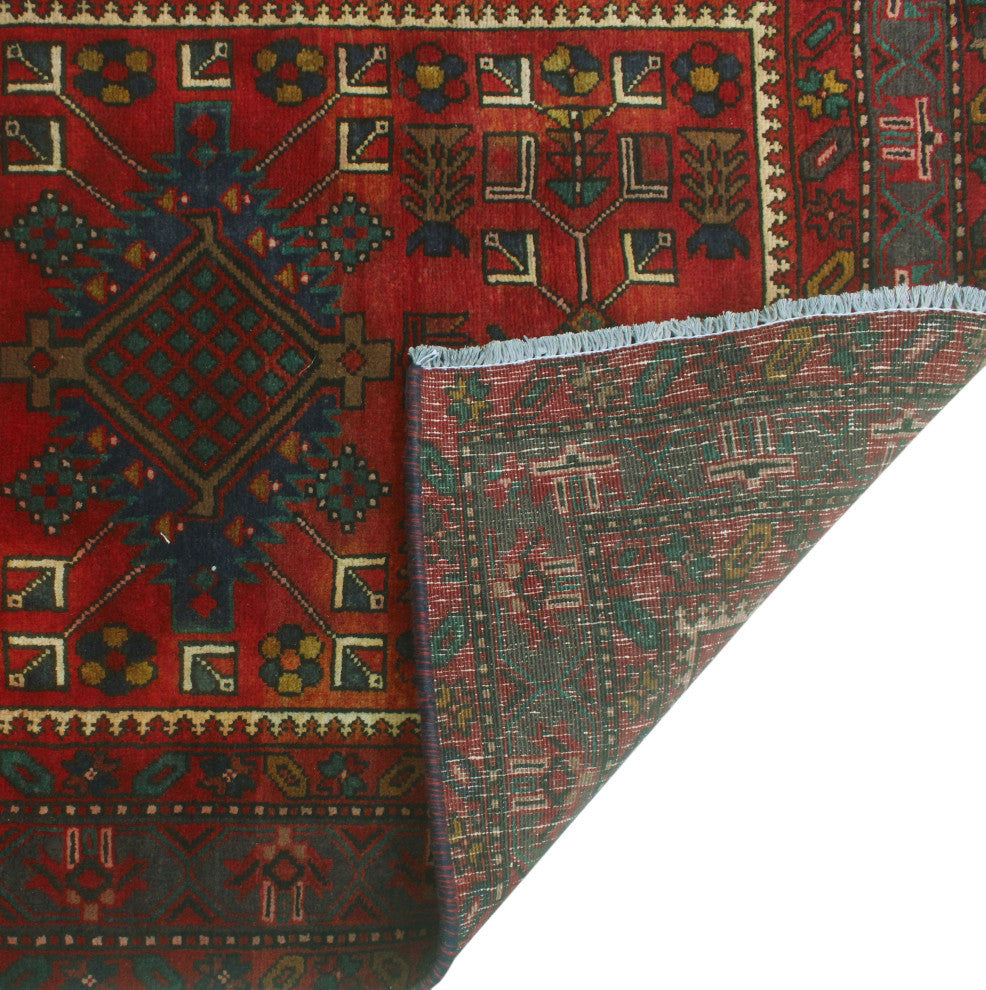 Fine Vintage Distressed Shary Rust/Navy Runner, 3'3x11'3