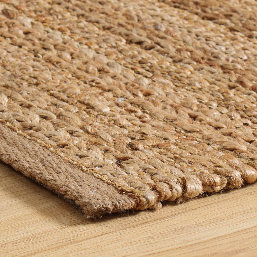 Tan Organic Jute Area Rug, 7'9" X 9'9"