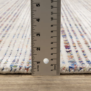 Cayden Textural Stripe Wool Blend Ivory/ Multi Hand-tufted Rug 5' x 8'