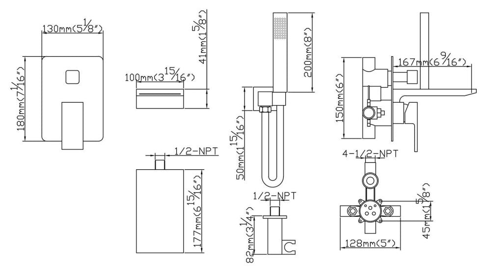 Wall Mount Tub Faucet with Handheld Shower