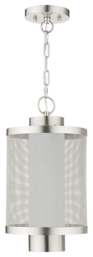 Livex Lighting Nottingham 1 Light Brushed Nickel Large Outdoor Pendant Lantern