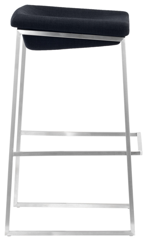 Set of Two Dark Gray and Stainless Indented Barstools