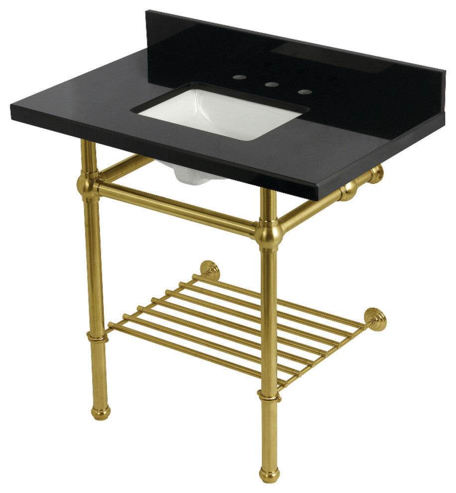 KVPK36KBSQB7 36" Console Sink with Brass Legs (8-Inch, 3 Hole)