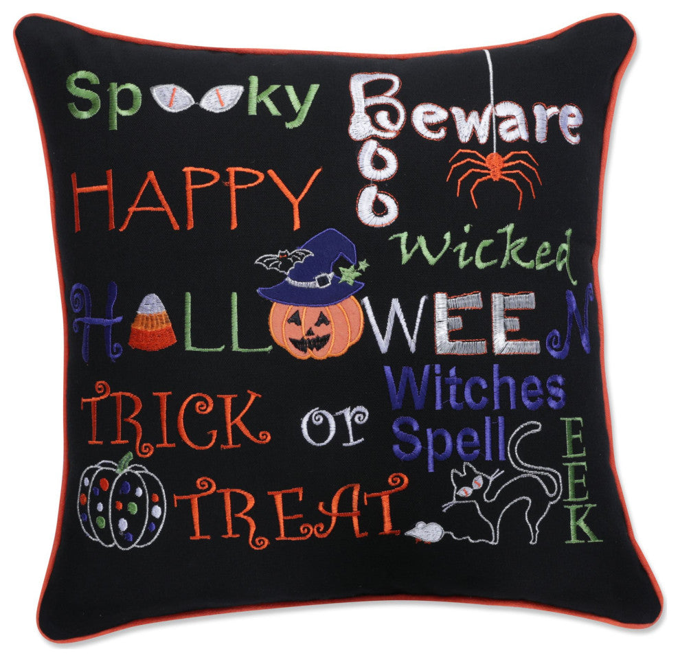 Pillow Perfect Halloween Pillow Halloween Fun Black, 18"x18"