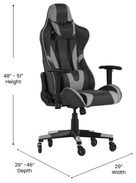 X20 Gaming Office Computer Adjustable Chair with Reclining Back in LeatherSoft,