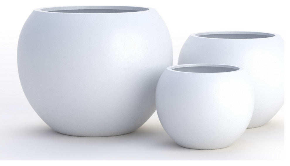 DTY Signature Mount Sherman 1-piece Fiberstone Planter, White, Medium