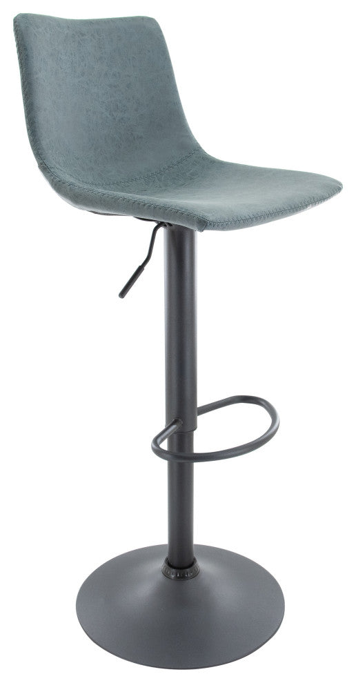 LeisureMod Tilbury Modern Adjustable Bar Stool With Footrest & 360-Degree Swivel