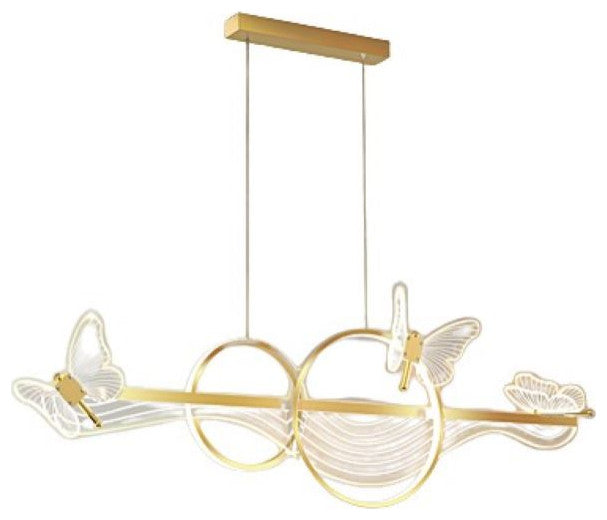 Aigle | Gold Butterfly Chandelier for Dining Room, Black, Warm Light