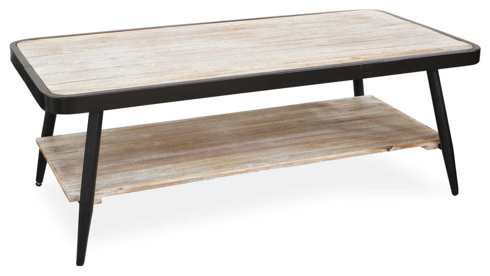 Industrial Style Distressed Whitewash And Gray Coffee Table