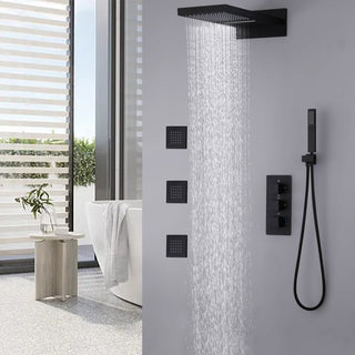 Luxury Complete Shower System With Rough-In Valve, Matte Black