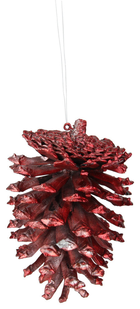 Nature's Glow Red Natural Pine Cone Christmas Ornament, 4"