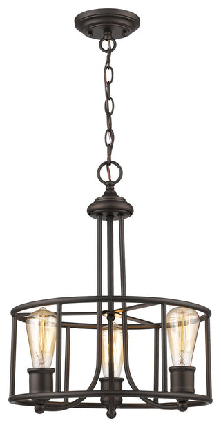 ELISSA Transitional 3 Light Rubbed Bronze Ceiling Pendant 15inches Wide